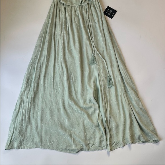 NWT Lulus Made for Vacation Sage Green Silver Strapless Maxi Dress - Picture 8 of 15